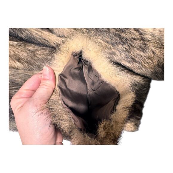 VTG REAL FOX FUR COAT WOMENS 40 brown beige Luxury mob wife - Picture 16 of 17